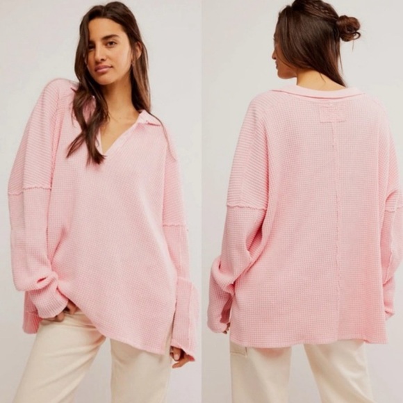 Free People Tops - Free People Travis Waffle Polo Long Sleeve